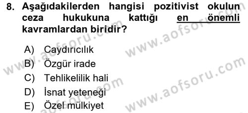 Suç Önleme Modelleri Dersi 2016 - 2017 Yılı (Vize) Ara Sınavı 8. Soru