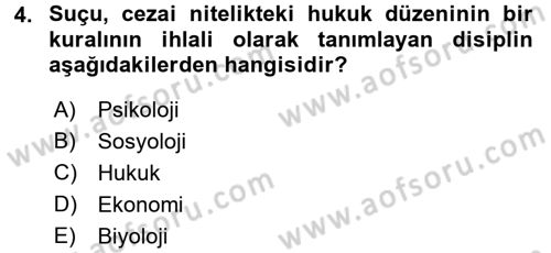 Suç Önleme Modelleri Dersi 2016 - 2017 Yılı (Final) Dönem Sonu Sınav Soruları 4. Soru
