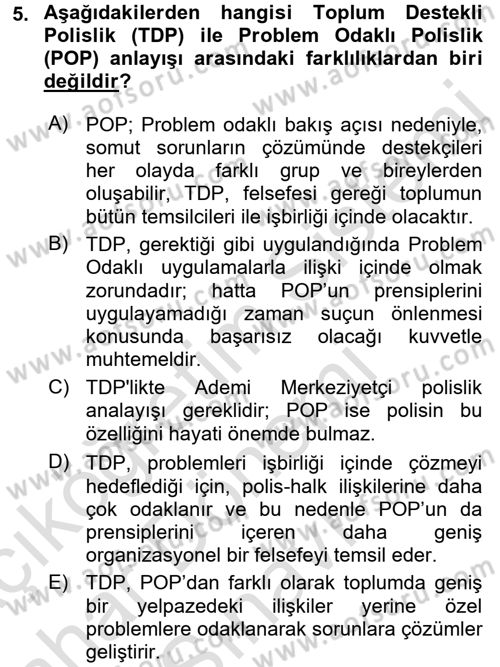 Suç Önleme Modelleri Dersi 2016 - 2017 Yılı (Final) Dönem Sonu Sınav Soruları 5. Soru