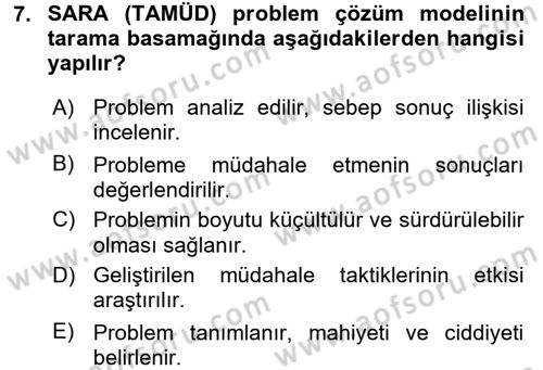 Suç Önleme Modelleri Dersi 2016 - 2017 Yılı (Final) Dönem Sonu Sınav Soruları 7. Soru