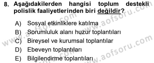 Suç Önleme Modelleri Dersi 2016 - 2017 Yılı (Final) Dönem Sonu Sınav Soruları 8. Soru