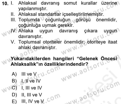 Suç Önleme Modelleri Dersi 2017 - 2018 Yılı 3 Ders Sınavı 10. Soru