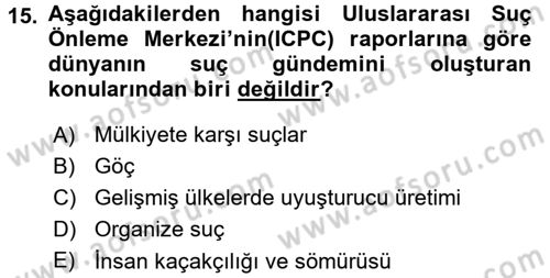 Suç Önleme Modelleri Dersi 2017 - 2018 Yılı 3 Ders Sınav Soruları 15. Soru