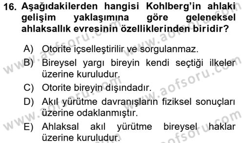 Suç Önleme Modelleri Dersi 2017 - 2018 Yılı 3 Ders Sınav Soruları 16. Soru