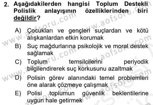 Suç Önleme Modelleri Dersi 2017 - 2018 Yılı 3 Ders Sınav Soruları 2. Soru
