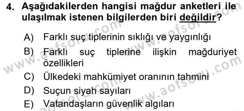Suç Önleme Modelleri Dersi 2017 - 2018 Yılı 3 Ders Sınav Soruları 4. Soru