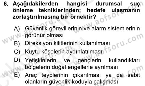 Suç Önleme Modelleri Dersi 2017 - 2018 Yılı 3 Ders Sınav Soruları 6. Soru