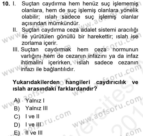 Suç Önleme Modelleri Dersi 2017 - 2018 Yılı (Vize) Ara Sınav Soruları 10. Soru