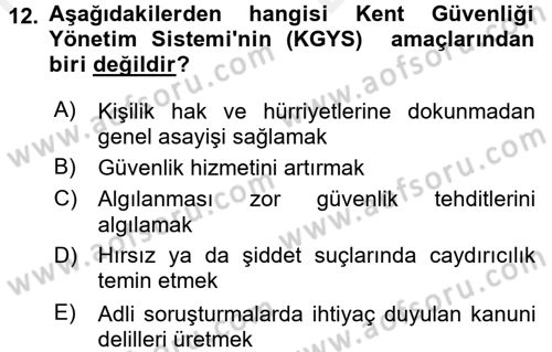 Suç Önleme Modelleri Dersi 2017 - 2018 Yılı (Vize) Ara Sınav Soruları 12. Soru