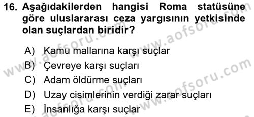 Suç Önleme Modelleri Dersi 2017 - 2018 Yılı (Vize) Ara Sınav Soruları 16. Soru