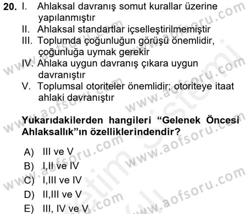 Suç Önleme Modelleri Dersi 2017 - 2018 Yılı (Vize) Ara Sınav Soruları 20. Soru