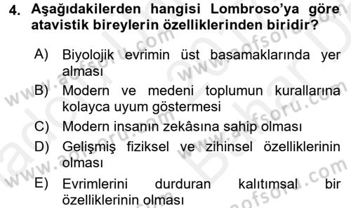 Suç Önleme Modelleri Dersi 2017 - 2018 Yılı (Vize) Ara Sınav Soruları 4. Soru