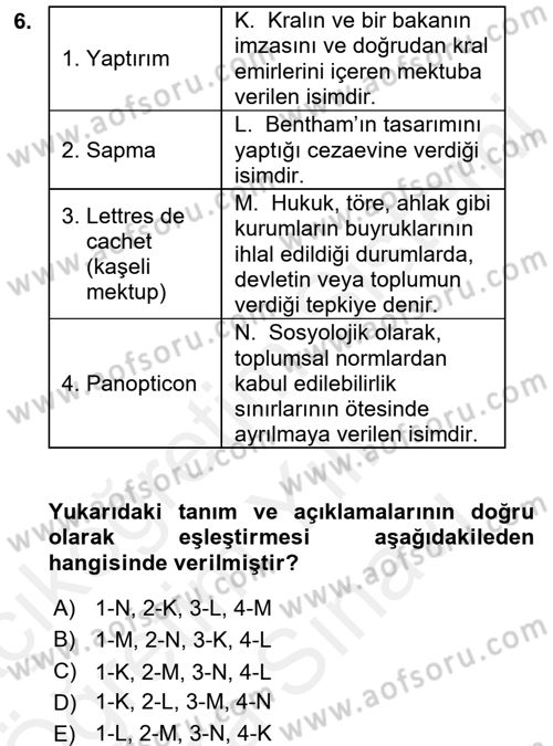 Suç Önleme Modelleri Dersi 2017 - 2018 Yılı (Vize) Ara Sınav Soruları 6. Soru