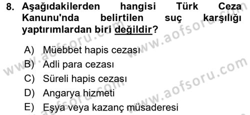 Suç Önleme Modelleri Dersi 2017 - 2018 Yılı (Vize) Ara Sınav Soruları 8. Soru