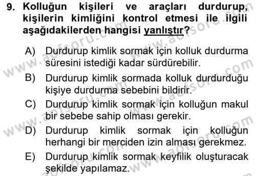 Suç Önleme Modelleri Dersi 2017 - 2018 Yılı (Vize) Ara Sınav Soruları 9. Soru