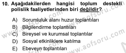 Suç Önleme Modelleri Dersi 2018 - 2019 Yılı 3 Ders Sınav Soruları 10. Soru