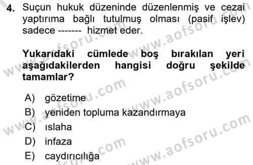 Suç Önleme Modelleri Dersi 2018 - 2019 Yılı 3 Ders Sınav Soruları 4. Soru
