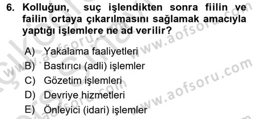 Suç Önleme Modelleri Dersi 2018 - 2019 Yılı 3 Ders Sınav Soruları 6. Soru