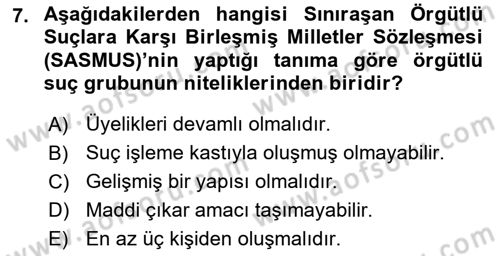 Suç Önleme Modelleri Dersi 2018 - 2019 Yılı 3 Ders Sınav Soruları 7. Soru