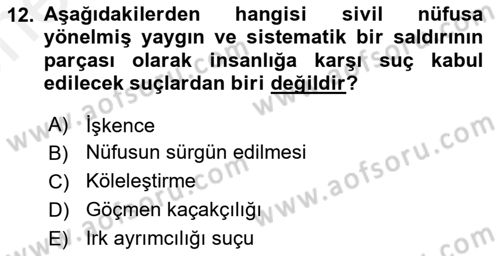 Suç Önleme Modelleri Dersi 2018 - 2019 Yılı (Vize) Ara Sınav Soruları 12. Soru
