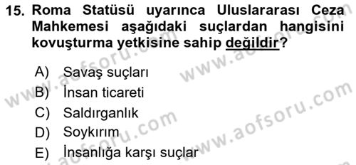 Suç Önleme Modelleri Dersi 2018 - 2019 Yılı (Vize) Ara Sınav Soruları 15. Soru