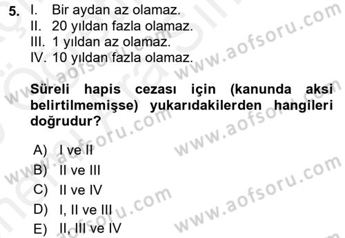 Suç Önleme Modelleri Dersi 2018 - 2019 Yılı (Vize) Ara Sınav Soruları 5. Soru