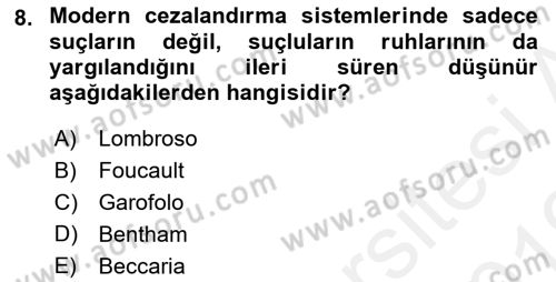 Suç Önleme Modelleri Dersi 2018 - 2019 Yılı (Vize) Ara Sınav Soruları 8. Soru