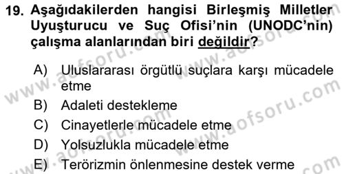 Suç Önleme Modelleri Dersi 2018 - 2019 Yılı (Final) Dönem Sonu Sınav Soruları 19. Soru
