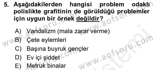 Suç Önleme Modelleri Dersi 2018 - 2019 Yılı (Final) Dönem Sonu Sınav Soruları 5. Soru