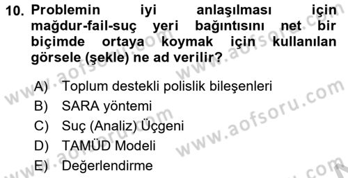 Suç Önleme Modelleri Dersi 2018 - 2019 Yılı Yaz Okulu Sınav Soruları 10. Soru