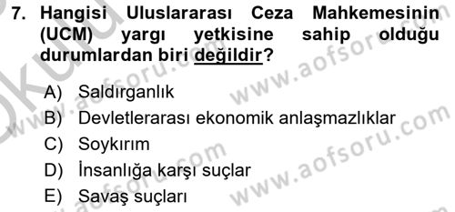 Suç Önleme Modelleri Dersi 2018 - 2019 Yılı Yaz Okulu Sınavı 7. Soru