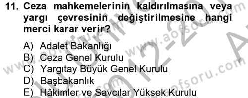 Temel Ceza Muhakemesi Hukuku Bilgisi Dersi 2012 - 2013 Yılı (Vize) Ara Sınav Soruları 11. Soru