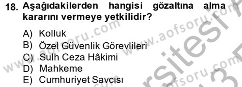 Temel Ceza Muhakemesi Hukuku Bilgisi Dersi 2012 - 2013 Yılı (Vize) Ara Sınav Soruları 18. Soru