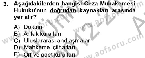Temel Ceza Muhakemesi Hukuku Bilgisi Dersi 2012 - 2013 Yılı (Vize) Ara Sınav Soruları 3. Soru