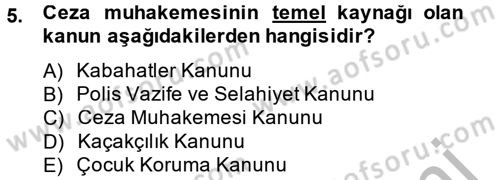 Temel Ceza Muhakemesi Hukuku Bilgisi Dersi 2012 - 2013 Yılı (Vize) Ara Sınav Soruları 5. Soru