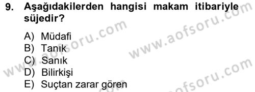 Temel Ceza Muhakemesi Hukuku Bilgisi Dersi 2012 - 2013 Yılı (Vize) Ara Sınav Soruları 9. Soru