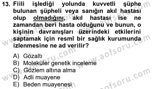 Temel Ceza Muhakemesi Hukuku Bilgisi Dersi 2012 - 2013 Yılı (Final) Dönem Sonu Sınav Soruları 13. Soru