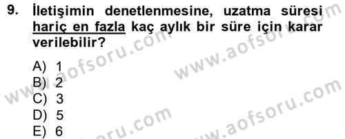 Temel Ceza Muhakemesi Hukuku Bilgisi Dersi 2012 - 2013 Yılı (Final) Dönem Sonu Sınav Soruları 9. Soru