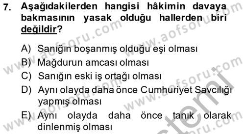 Temel Ceza Muhakemesi Hukuku Bilgisi Dersi 2013 - 2014 Yılı (Vize) Ara Sınav Soruları 7. Soru