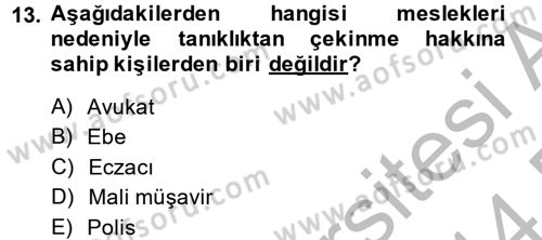 Temel Ceza Muhakemesi Hukuku Bilgisi Dersi 2013 - 2014 Yılı (Final) Dönem Sonu Sınav Soruları 13. Soru