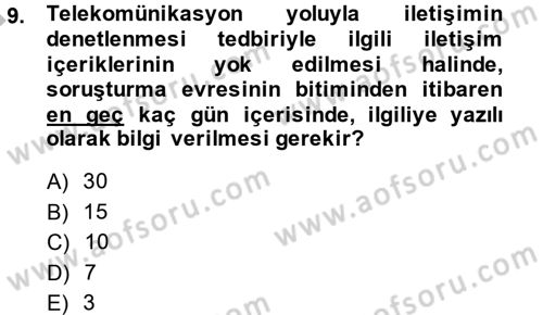 Temel Ceza Muhakemesi Hukuku Bilgisi Dersi 2013 - 2014 Yılı (Final) Dönem Sonu Sınav Soruları 9. Soru