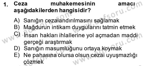 Temel Ceza Muhakemesi Hukuku Bilgisi Dersi 2014 - 2015 Yılı (Vize) Ara Sınav Soruları 1. Soru