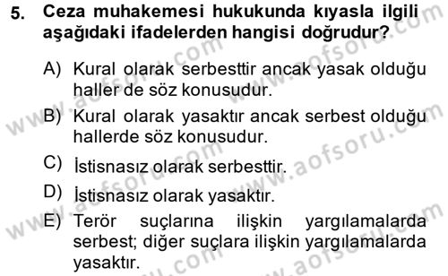Temel Ceza Muhakemesi Hukuku Bilgisi Dersi 2014 - 2015 Yılı (Vize) Ara Sınav Soruları 5. Soru