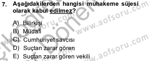 Temel Ceza Muhakemesi Hukuku Bilgisi Dersi 2014 - 2015 Yılı (Vize) Ara Sınav Soruları 7. Soru