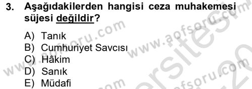 Temel Ceza Muhakemesi Hukuku Bilgisi Dersi 2014 - 2015 Yılı Tek Ders Sınav Soruları 3. Soru