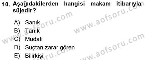 Temel Ceza Muhakemesi Hukuku Bilgisi Dersi 2015 - 2016 Yılı (Vize) Ara Sınav Soruları 10. Soru