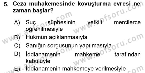 Temel Ceza Muhakemesi Hukuku Bilgisi Dersi 2015 - 2016 Yılı (Vize) Ara Sınav Soruları 5. Soru