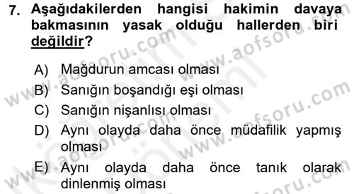 Temel Ceza Muhakemesi Hukuku Bilgisi Dersi 2015 - 2016 Yılı (Vize) Ara Sınav Soruları 7. Soru