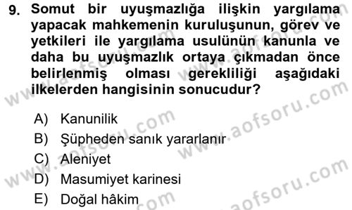 Temel Ceza Muhakemesi Hukuku Bilgisi Dersi 2015 - 2016 Yılı (Vize) Ara Sınav Soruları 9. Soru