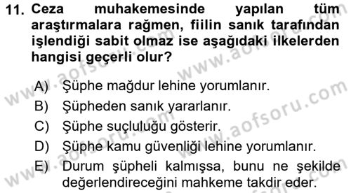 Temel Ceza Muhakemesi Hukuku Bilgisi Dersi 2015 - 2016 Yılı (Final) Dönem Sonu Sınav Soruları 11. Soru